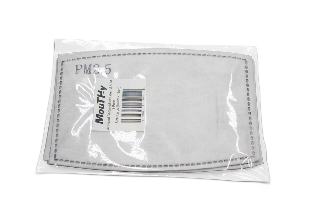 Activated Carbon Mask Filter PM2.5 - 3 Pack - Large
